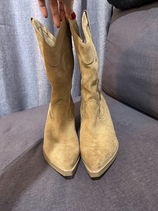 Уестърн боти от естествен велур