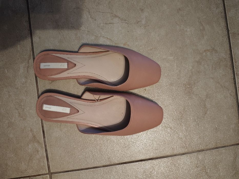 Saboți slapi piele naturala roz prăfuit HM Premium edition