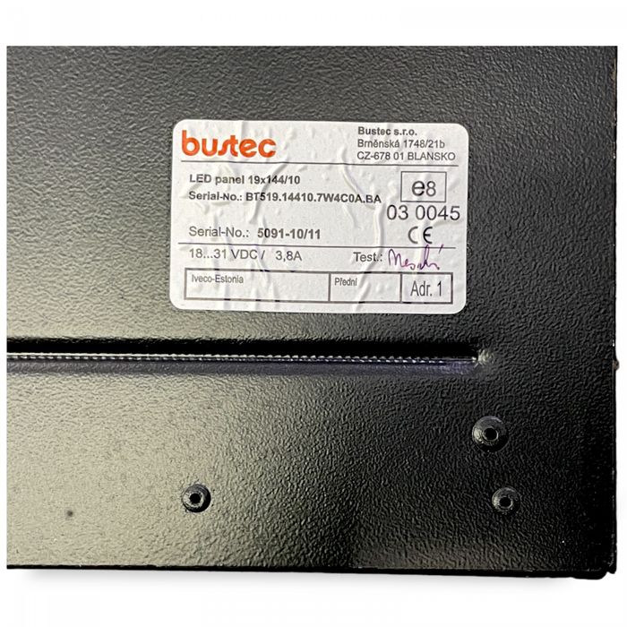 5801400338 Semn de destinație pentru autobuz, în față BUSTEC Arway, Crossway, Crealis, Magelys, Proway, Daily Tourys (2006-) IRISBUS