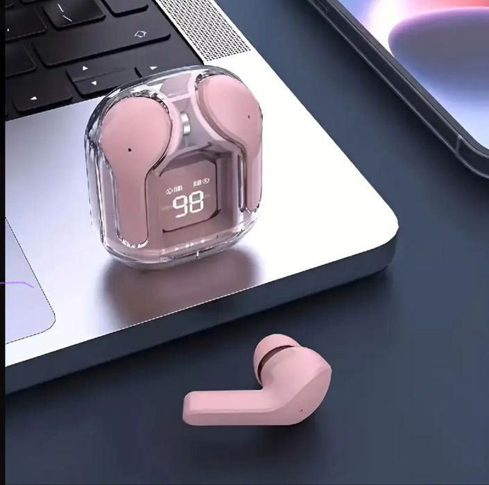 Розови TWS шумоизолиращи универсални слушалки за телефон нови