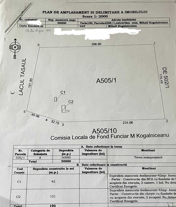 Teren de vanzare in sat Piatra, Jud Constanta
