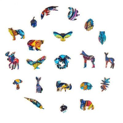 Puzzle din lemn, piese in forma de animale