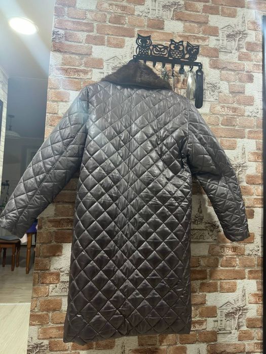 Польто стёганое с норкой