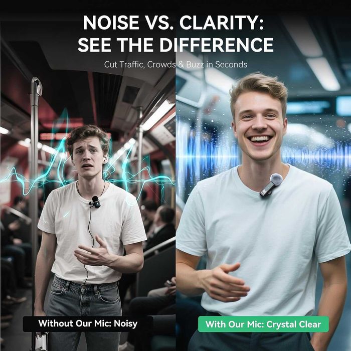 Безжичен микрофон брошка с LED дисплей – Shiny Black, 7 часа батерия