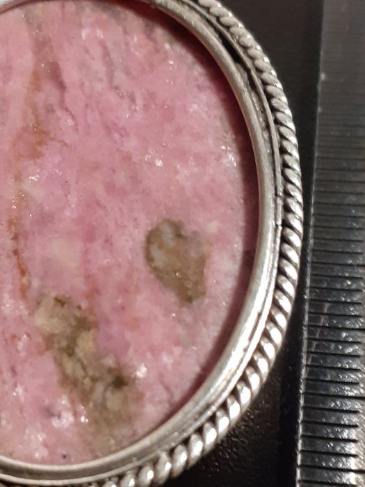 Pandantiv mare din argint cu rodonit