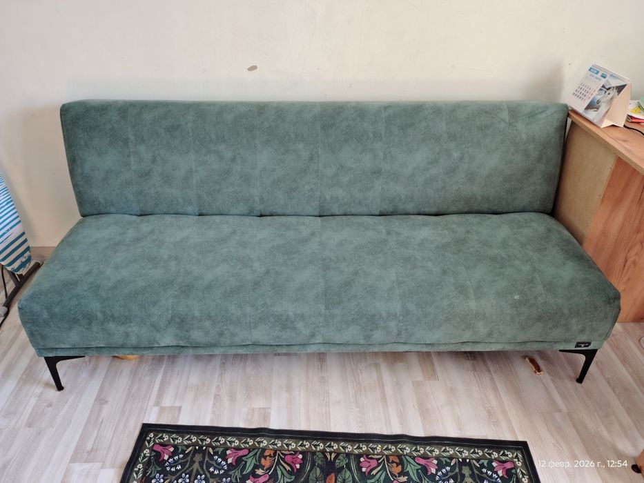Диван прямой Quick Lab Люксор, 180х70 см, обивка велюр, бирюзовый