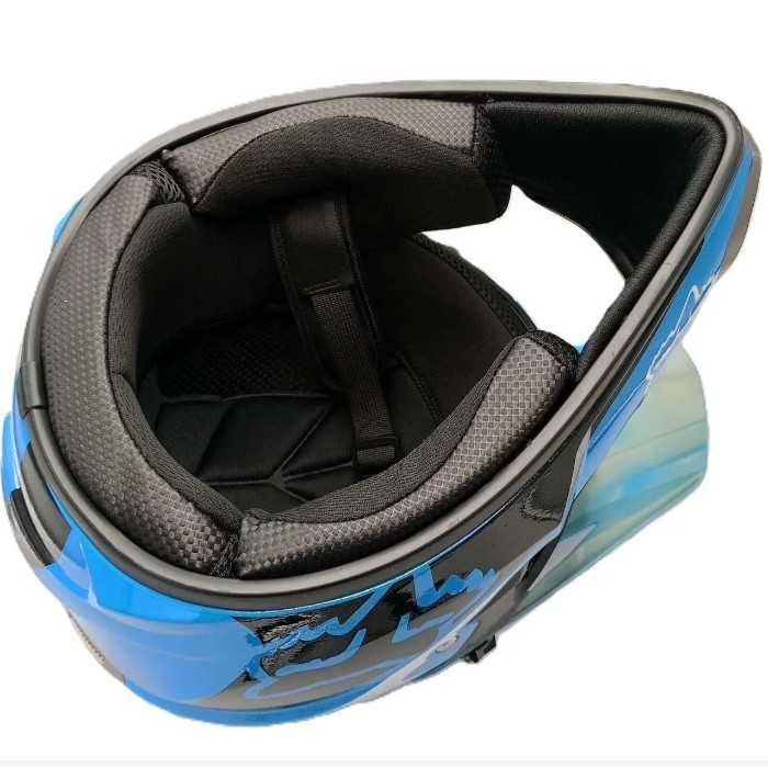 Крос каска за Мотор, Вело, АТВ-размер S и M, Син-червен с бял