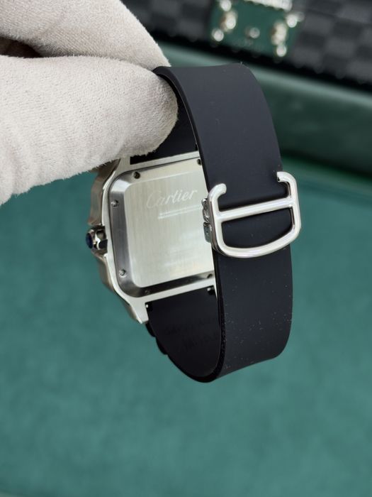 Cartier Santos 100 XL Two-Tone – Grey Dial, Black Rubber Strap