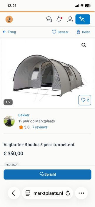 Cort vrijbuiter rhodos 5 pers Anglia
