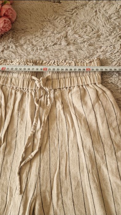 Pantaloni lejeri Wide Leg din 55% in,  bej (nisip),