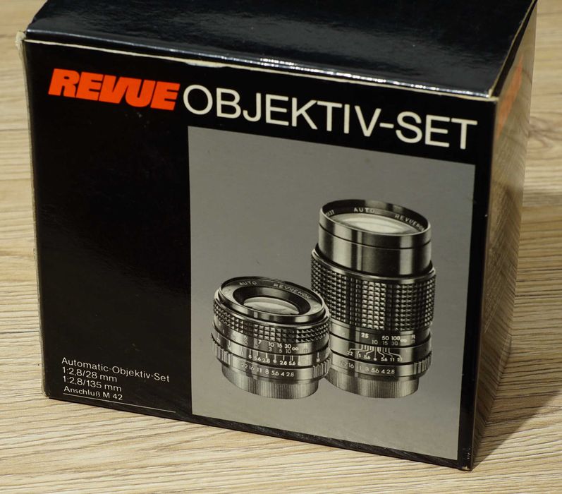 Set obiective Revuenon 135mm F/2.8 si Revuenon 28mm F/2.8 - montura M42 - set complet - cititi descrierea