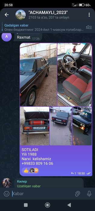 Vaz 2106 holati yaxshi karoʻpka  zadni moʻst zoʻr