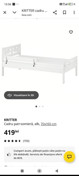Pat +somiera+saltea cu husa detașabilă  /Ikea
