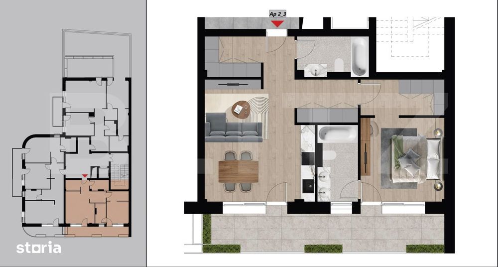 Apartament cu 2 camere, 60,10 mp, bloc nou, Etajul 2, Zona Dacia — fotografia 1