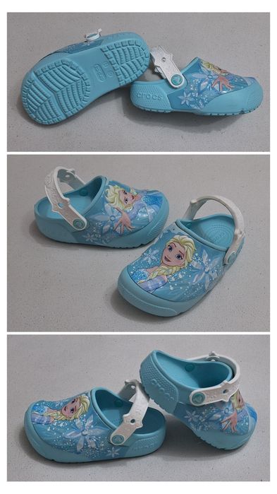 Slapi CROCS Frozen Elsa Light Clg K Ice Blue cu luminite, sandale apa, saboti plaja C11 sau Nr. 28 - 29 EU