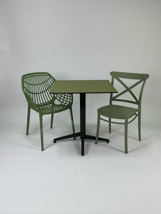 masa terasa model Mary - picior aluminiu si blat HPL patrat 70x70 cm
