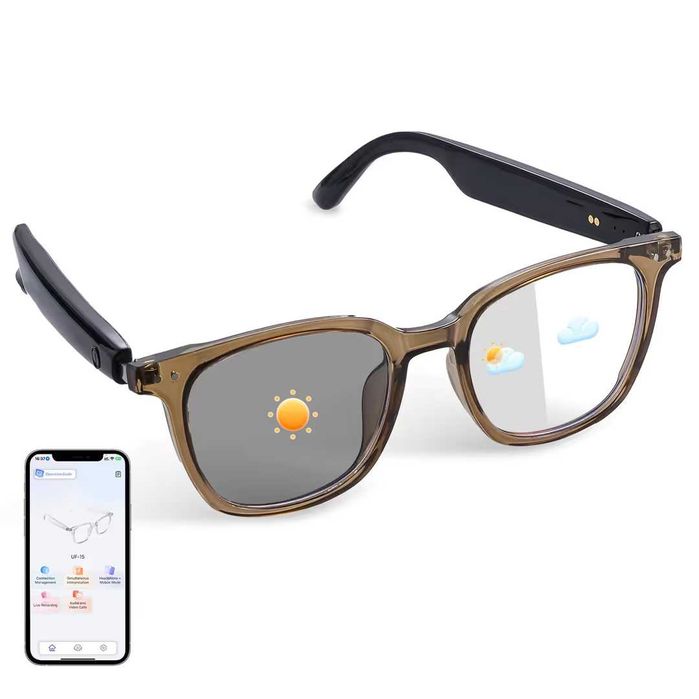 Ochelari smart Bluetooth Qamra cu traducere AI, lentile fotocromatice