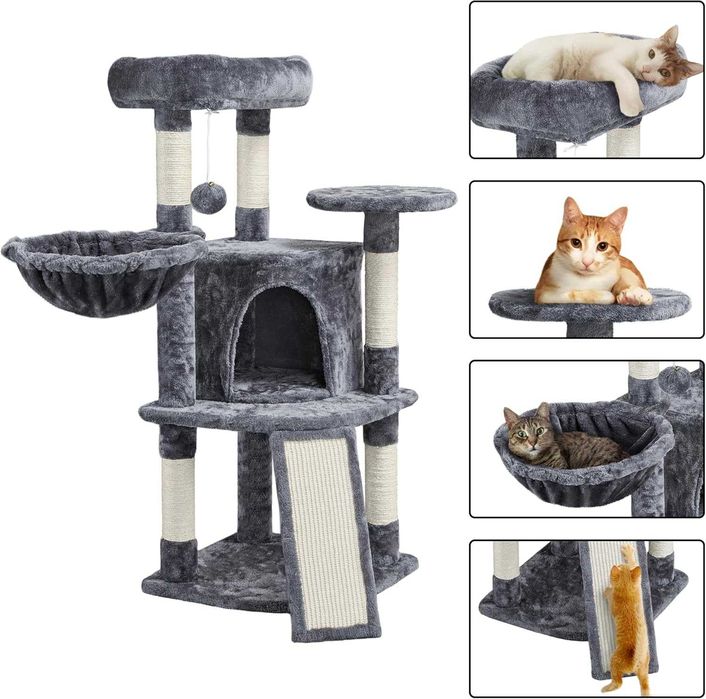 Ansamblu joaca pisici 107 cm cu casuta si sisal |S 593206 Dark Gray