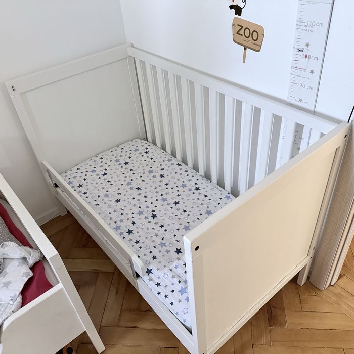 Patut ikea cu saltea si bara de protectie