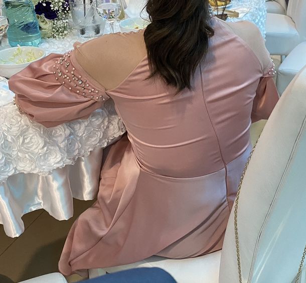 Rochie elegantă, roz pudra, mărimea L