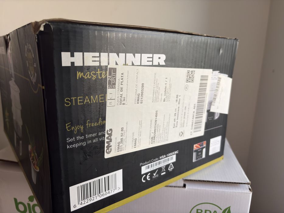 Aparat de gatit cu aburi Heinner HSA-1000XMC, 1000 W, 12 l, Argintiu