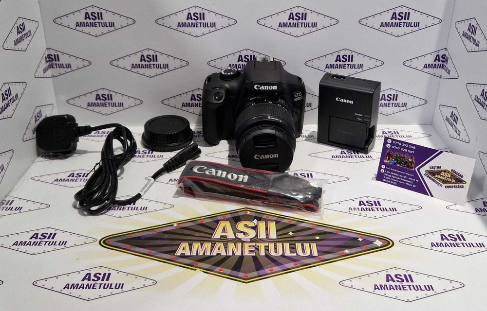 Aparat foto DSLR Canon EOS 4000D, 32.5 MP cu obiectiv EFS 18-135mm