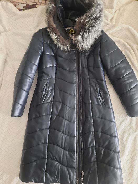 Пальто зимнее экокожа