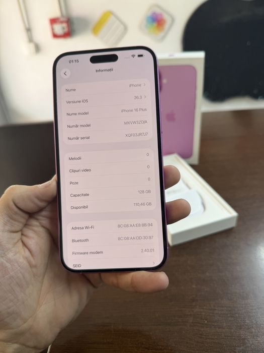 Vand Iphone 16 Plus 128Gb pink Full box