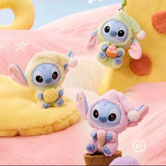 Labubu плюшена играчка Стич Лабубу, Плюшен ключодържател Стич