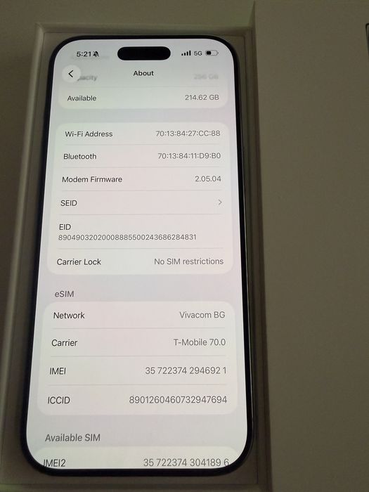 Нов Iphone 17 Air ,Sky Blue,256 Gb