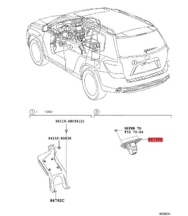 Camera Marsalier Toyota Camry 2006-2015 Toyota Highlander 2009-2015 NO