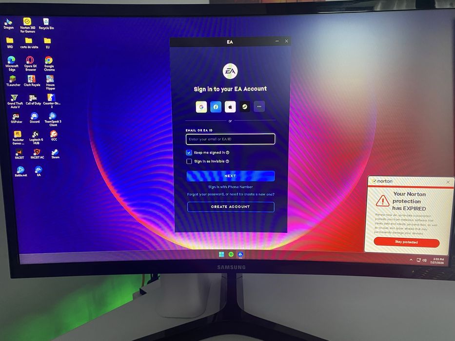 Monitor Gaming Samsung C24RG50FQU, 24”, Full HD, 144Hz, 1ms, curbat