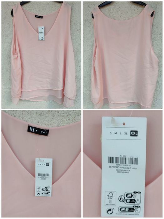 bluza dama top fara maneci vara voal TEX xxl roz
