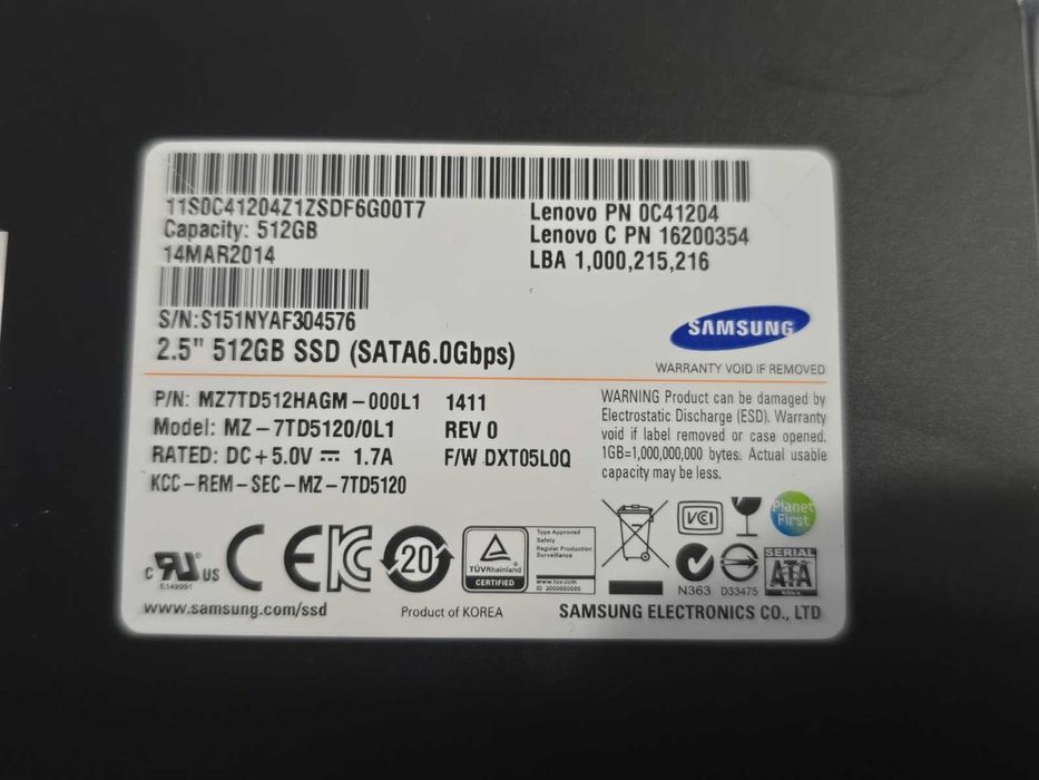 Solid State Drive (SSD) Samsung 512GB SATA 6Gbps 2.5" MZ-7TD5120/0L1