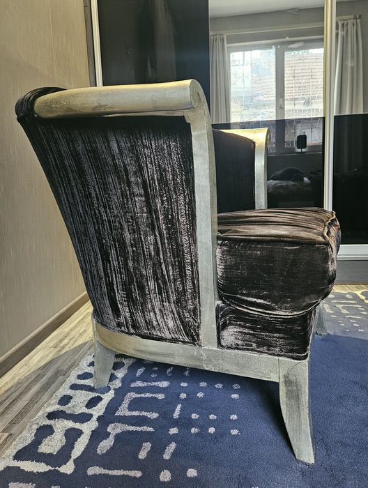 Фотьол дърво + плюш