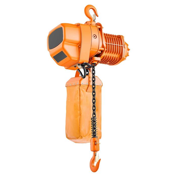 Palan electric cu lant 500 kg, ridicare 6 m, trifazat, doua viteze, telecomanda fara fir 100 m si cu fir 4,5 m, lant G80