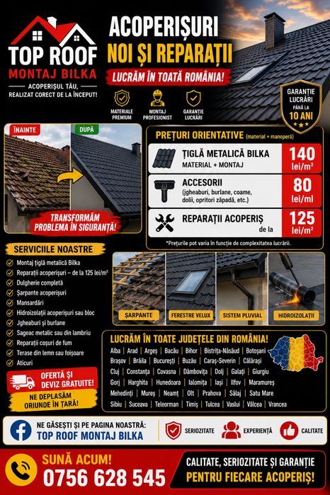 Reparam si montam acoperisuri chiar in zona ta suna acum