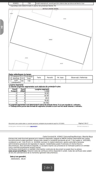 Teren 730mp str Merisorului Mosnita Veche