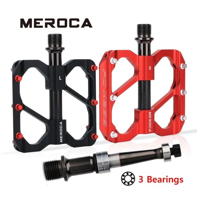 Pedale late ultrausoare meroca aliaj aluminiu  su  carbon Meroca antiderapante flat mtb cursiera bicicleta ciclism 3 rulmenti