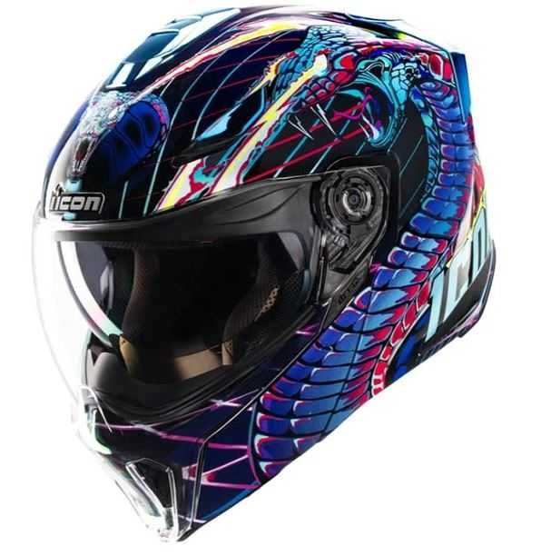 Каска Icon Threshold Lazer Cobra - Black ECE 22.06 мото каска нова