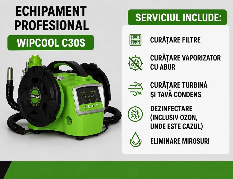 Igienizare AC Profesională 4 proceduri | Abur 150°C + Ozon I Fără murdarie