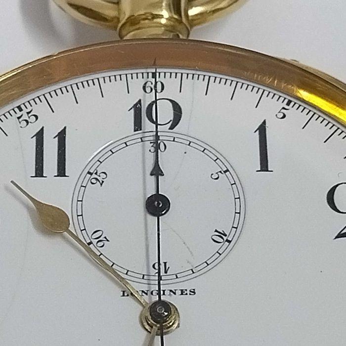 LONGINES джобен часовник, златен 18к, хронограф, перфектен,много рядък