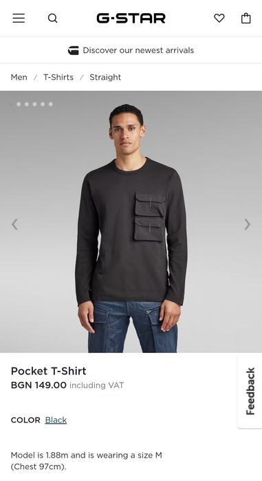 Оригинална карго блуза G-Star Raw Pocket M нова мъжка черна фланела