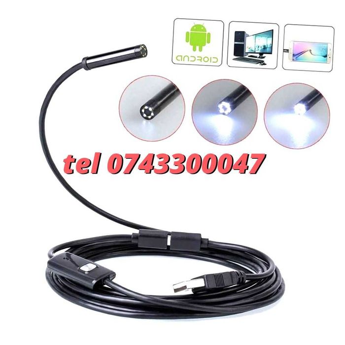 Camera Endoscopica Inspectie Auto  6leduri Hd720p  2m