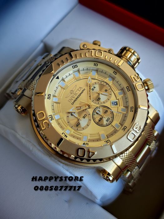 INVICTA Chrono Full metal Gold 52 mm, Инвикта нов ръчен часовник
