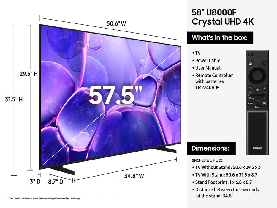 Samsung TV U8000f 58”146cm