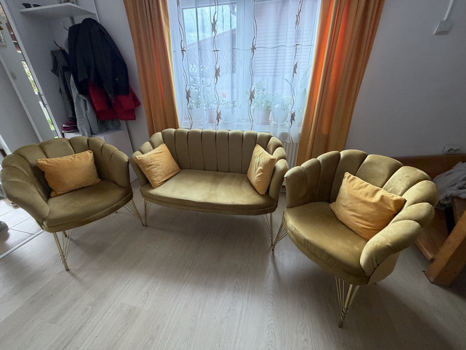 Canepa cu doua scaune,culoare galben