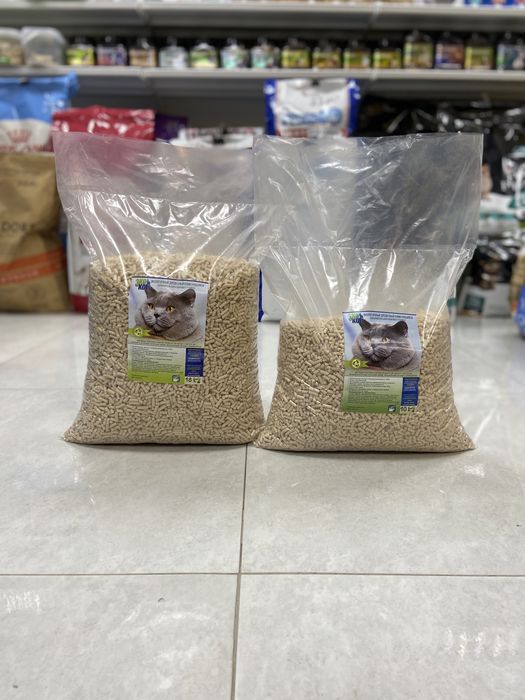 Древесный комкующийся наполнитель для кошачьих туалетов Эко Кот