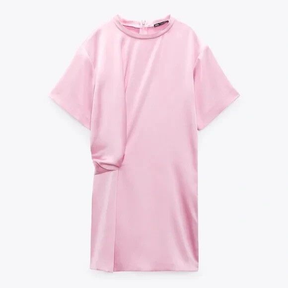 Рокля ZARA – сатенена, розова