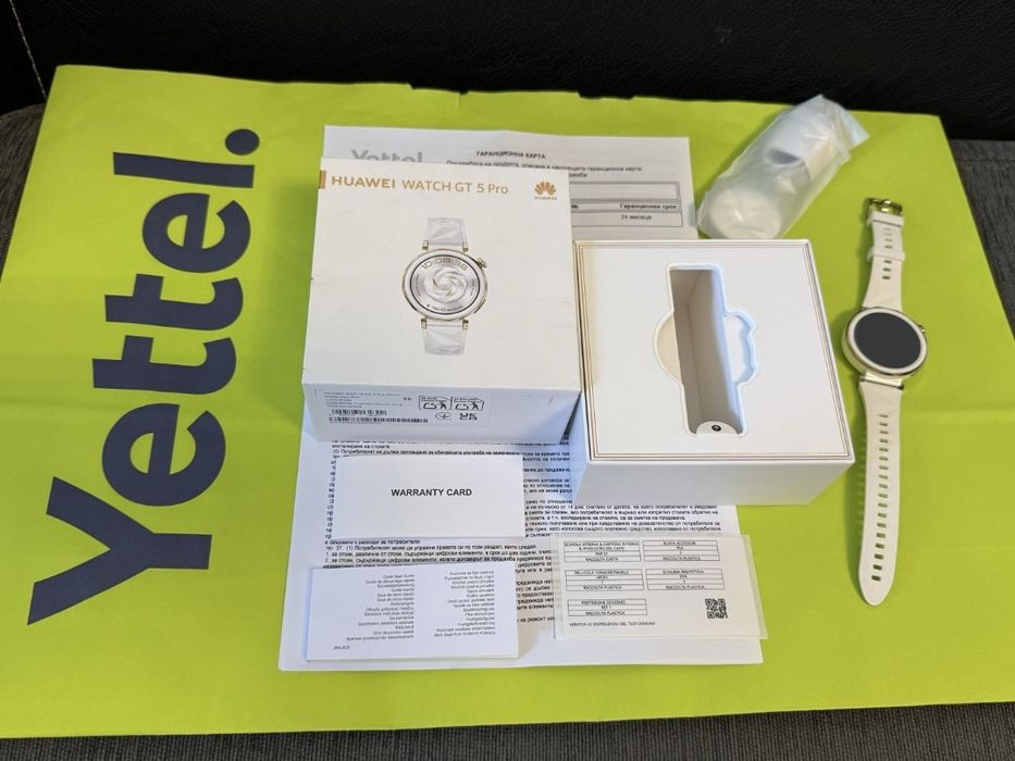 ЧИСТО НОВ Huawei watch GT 5 Pro Гаранция Yettel 2027г. White | GT5